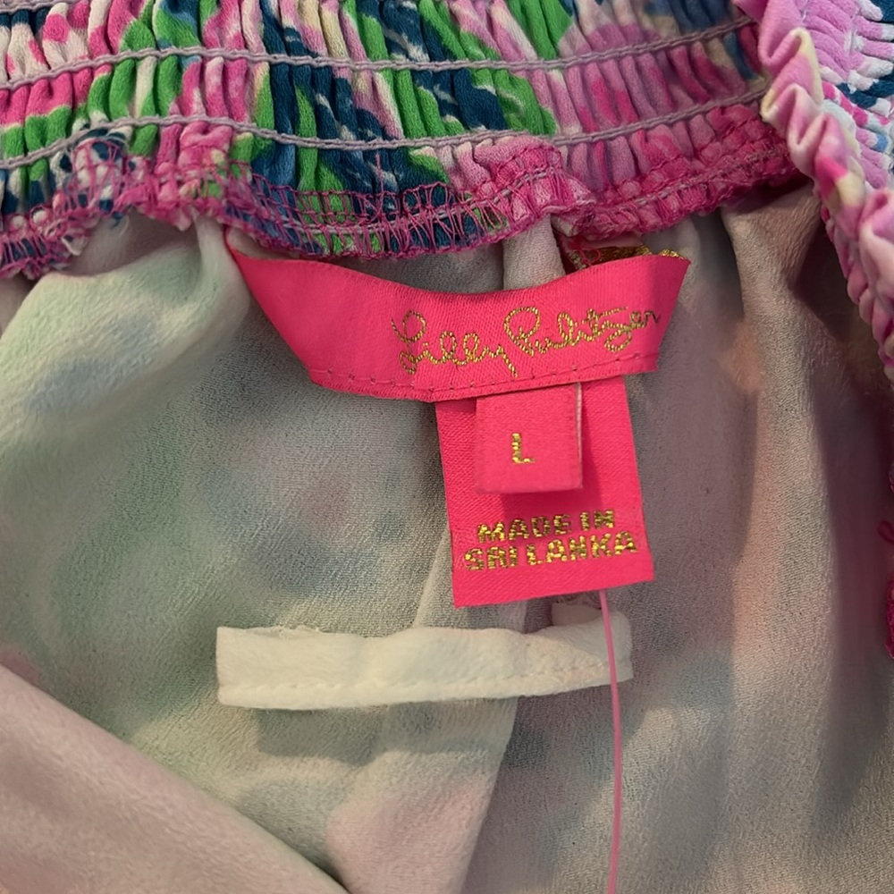Lilly Pulitzer NWT Maddlyn Off Shoulder stretchy Dress Tiger Sunrise sundress L - Picture 6 of 9